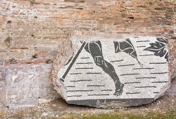 Detail of mosaic decor in the Baths of Caracalla Rome Italy