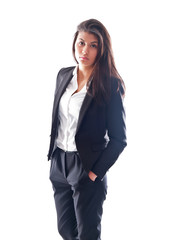 teen girl wearing a pant suit 