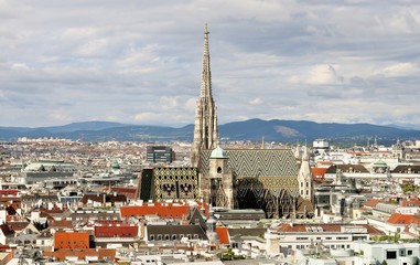 Naklejka premium Katedra św. Szczepana w Wiedniu, panorama z góry
