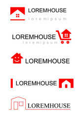 Vector set of different icons logos pattern pieces for construction companies, real estate agencies, businesses. Silhouettes of houses