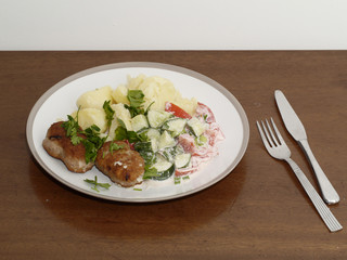 Simple meal with burgers.