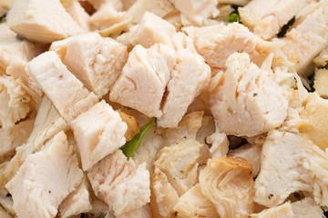 Chunks of chicken breast with spinach