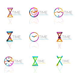 Geometric clock and time icon set
