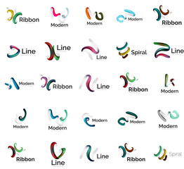 Set of abstract ribbon logo icons
