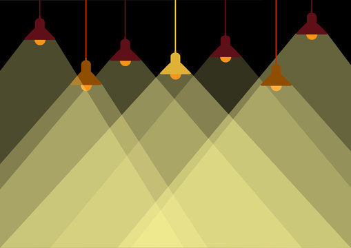 Group of ceiling lamp and yellow lights, Vector illustration