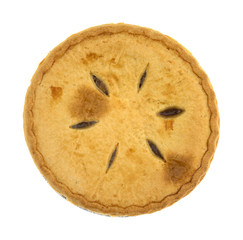 Top view of a sugar free apple pie isolated on a white background