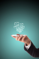 business man using mobile smart phone, communication concept