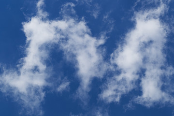 White clouds in the blue sky, sunshine