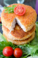 Homemade chicken cutlets with cheese
