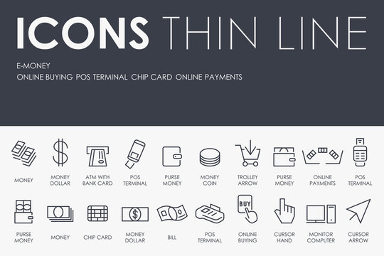 E-money Thin Line Icons