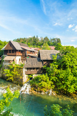 Fototapeta na wymiar Beautiful village of Rastoke on Korana river near Slunj, Croatia, rural landscape