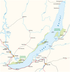 Vector map of the Russian Lake Baikal - obrazy, fototapety, plakaty