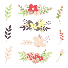 Set of decorative floral dividers, Dividing line with flowers