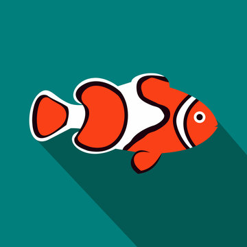 Clown fish icon, flat style