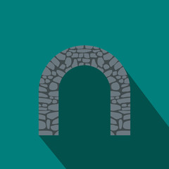 Stone arch icon, flat style