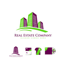 Real estate building skyscraper logo icon