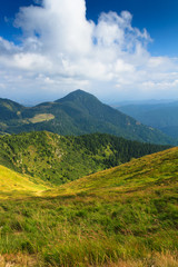 Fototapeta premium Sunny summer scene in the mountains. 