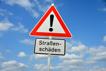 Straßenschäden, Schild, Schlaglöcher, Straße, Verkehrswege, Verkehrsschild, Straßenverkehr, Symbol