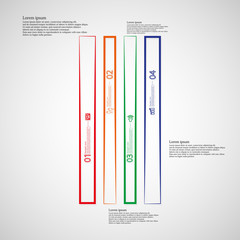 Bar Illustration infographic template divided to four color parts created by outlines