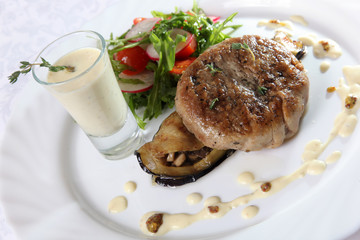 Pork steak with sauce