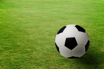 Fototapeta na wymiar Soccer ball on green field