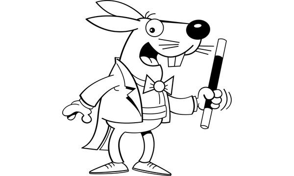 recommend clip art: Cartoon illustration of a rabbit magician holding a magic wand.