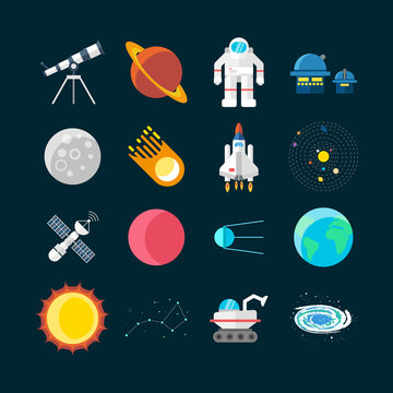 Space Universe Colored Icon Set