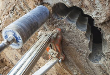 Diamond drilling machine hole in the concrete