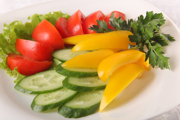 tomatoes, cucumbers and peppers