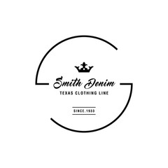 Vintage denim jeans frame logo. Classical Clothing line label.