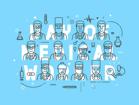 Medicine concept design day of medical worker. Creative design elements for websites, mobile apps and printed materials. Medicine banner design