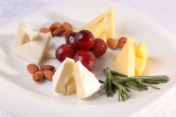 various cheeses on a plate