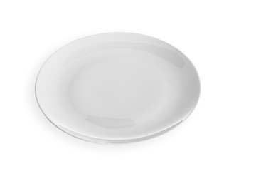 empty white plate isolated on white background