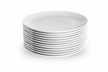 Stack of white  plates