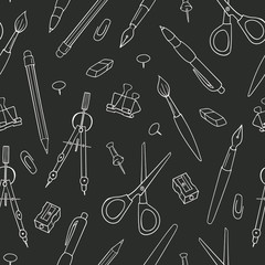 vector seamless pattern with office supplies
