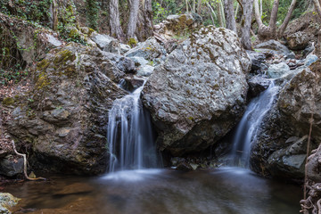 Two small waterfall in the rocks