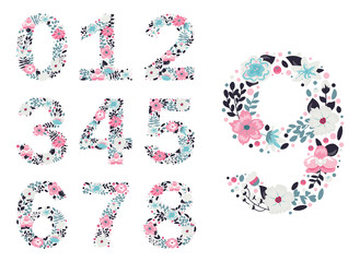 Floral numbers. Vector isolated illustration