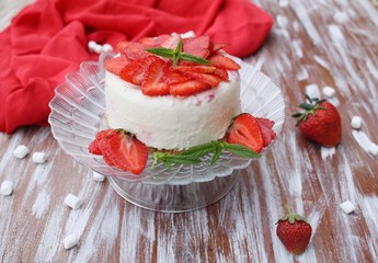 Delicious strawberry cheesecake