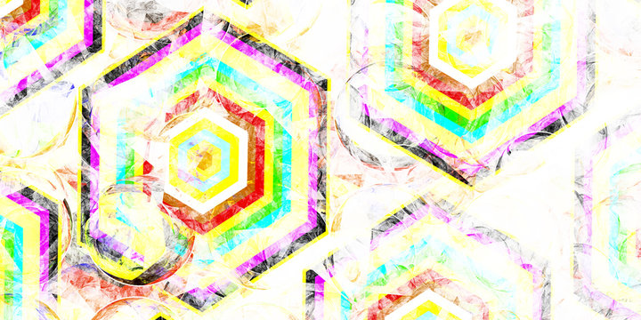 Abstract design with multicolored hexagons