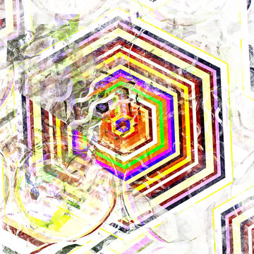 Abstract design with multicolored hexagons
