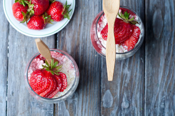 dessert with strawberries