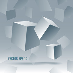 Vector abstract geometric shape from blue cubes