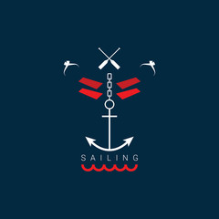 sailing icon color illustration