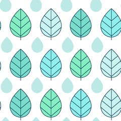 blue and green leaf pattern seamless vector