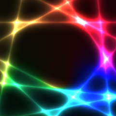 Rainbow chaotic lines on dark background - template