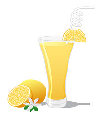 Screwdriver cocktail with orange slice isolated on white background