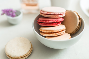 french breakfast, macaroons and coffee