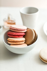 french breakfast, macaroons and coffee
