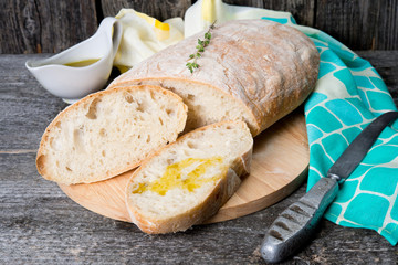 Traditional Italian bread ciabatta
