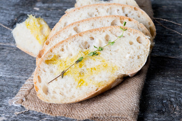 Traditional Italian bread ciabatta

